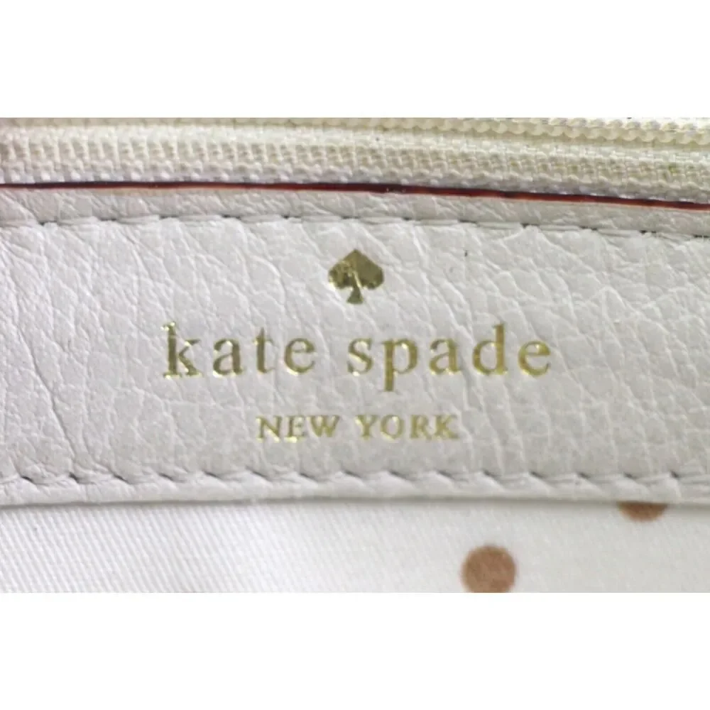 kate spade new york RED GENUINE LEATHER LOGO ZIP AROUND ID CARD WALLET CLUTCH